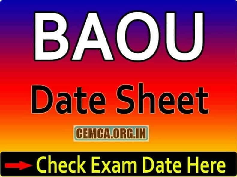 BAOU Exam Date Sheet