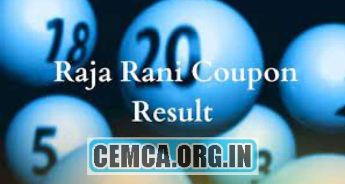 Raja Rani Coupon Lottery Result Today Live