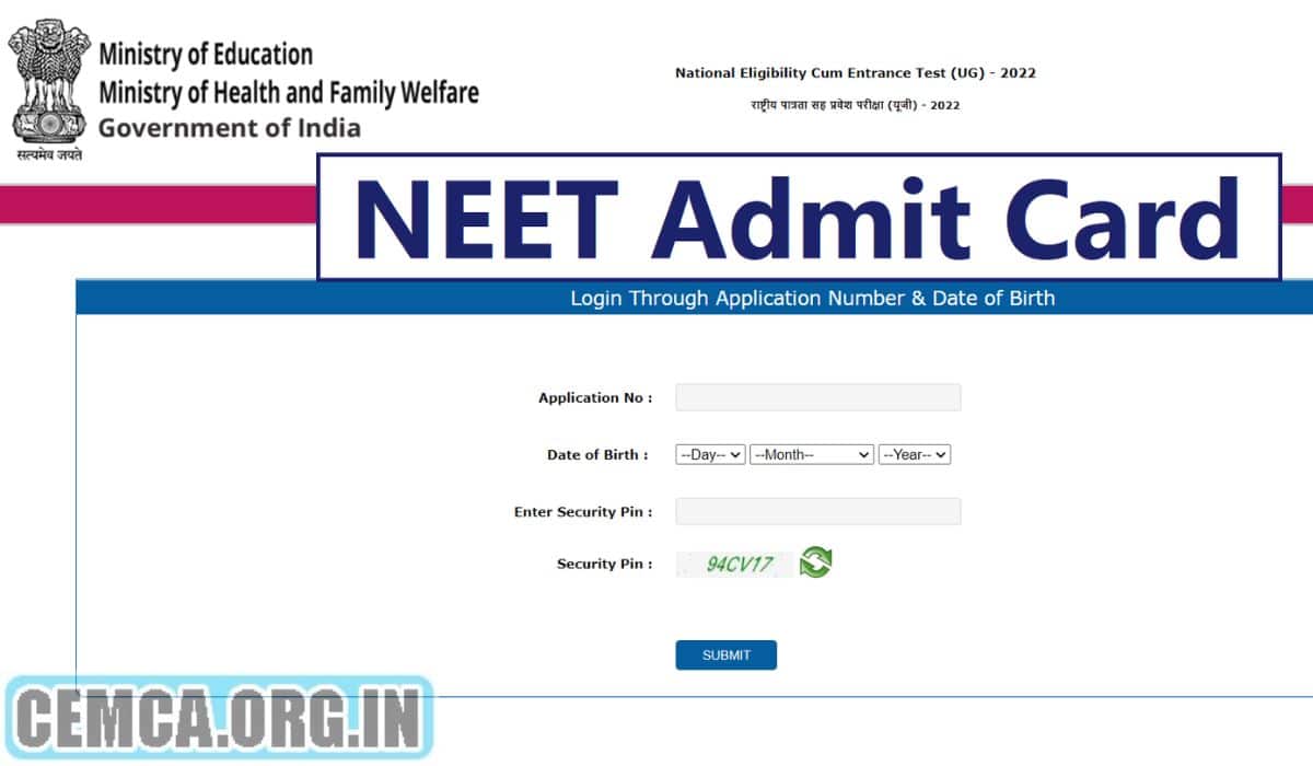 NEET Admit Card 2023 Download UG Hall Ticket