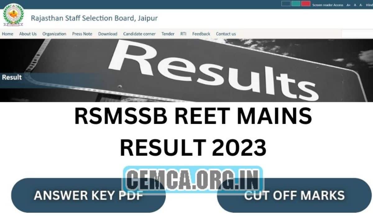 REET Mains Result 2023, RSMSSB Level 1, 2 Cut off Marks and Merit List @ Direct Link