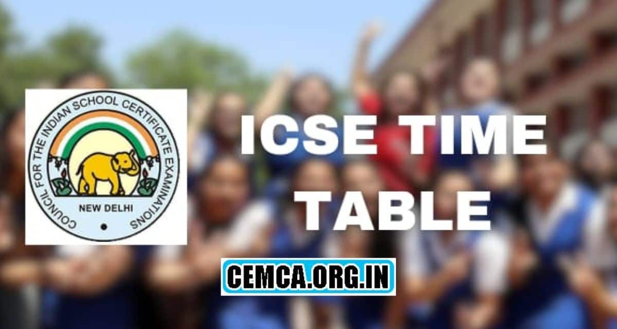 ICSE 10th Time Table 2024