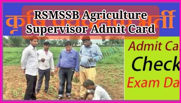 RSMSSB Agriculture Supervisor Admit Card 2023