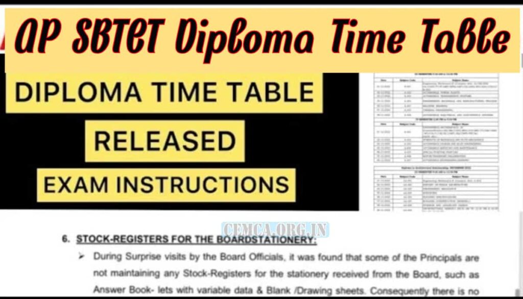 AP SBTET Diploma Time Table