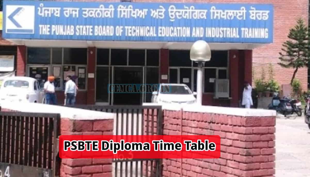 PSBTE Diploma Time Table 2024 Punjab TechEd Polytechnic 1st 2nd 3rd