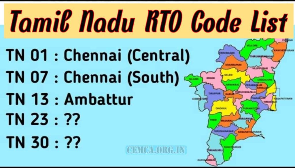 Tamil Nadu RTO Code List