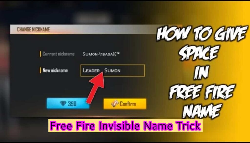 Free Fire Invisible Name Trick