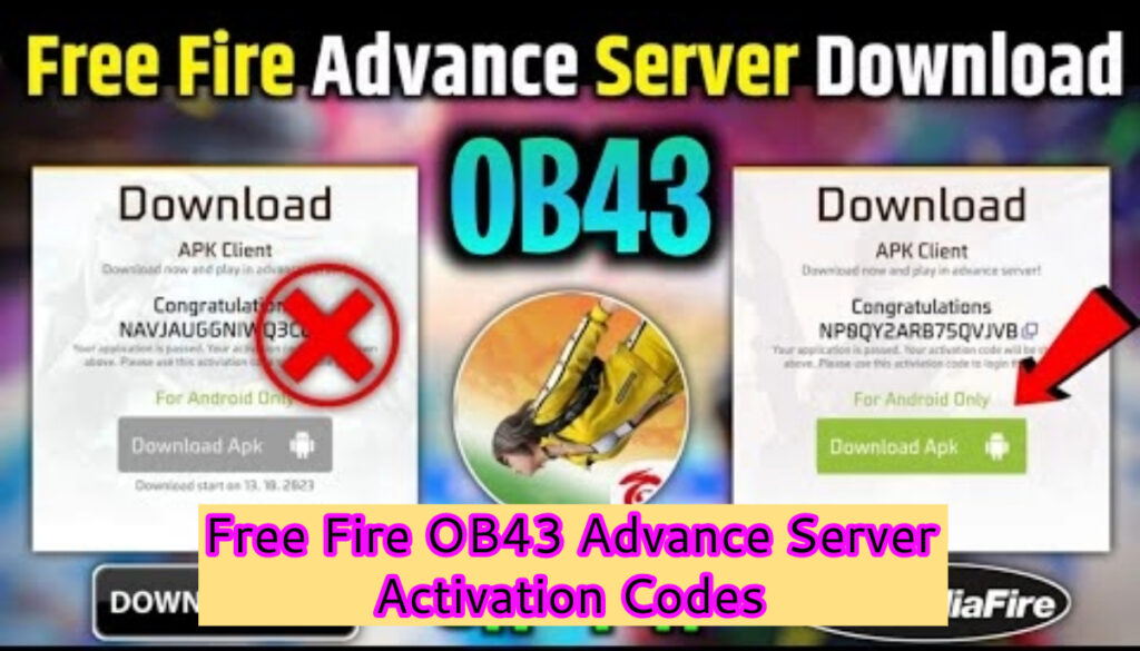 Free Fire OB43 Advance Server Activation Codes