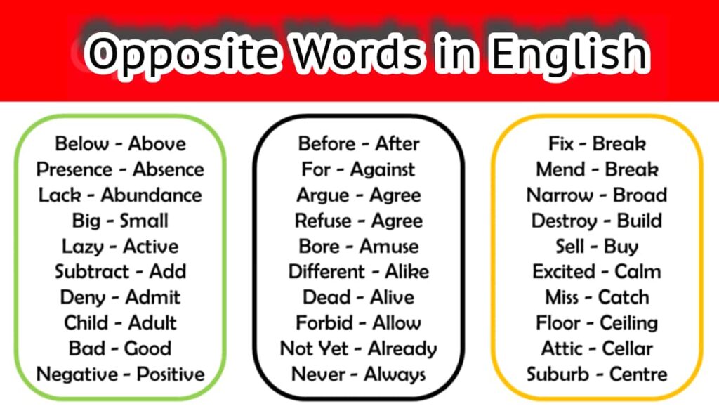 Opposite Words in English