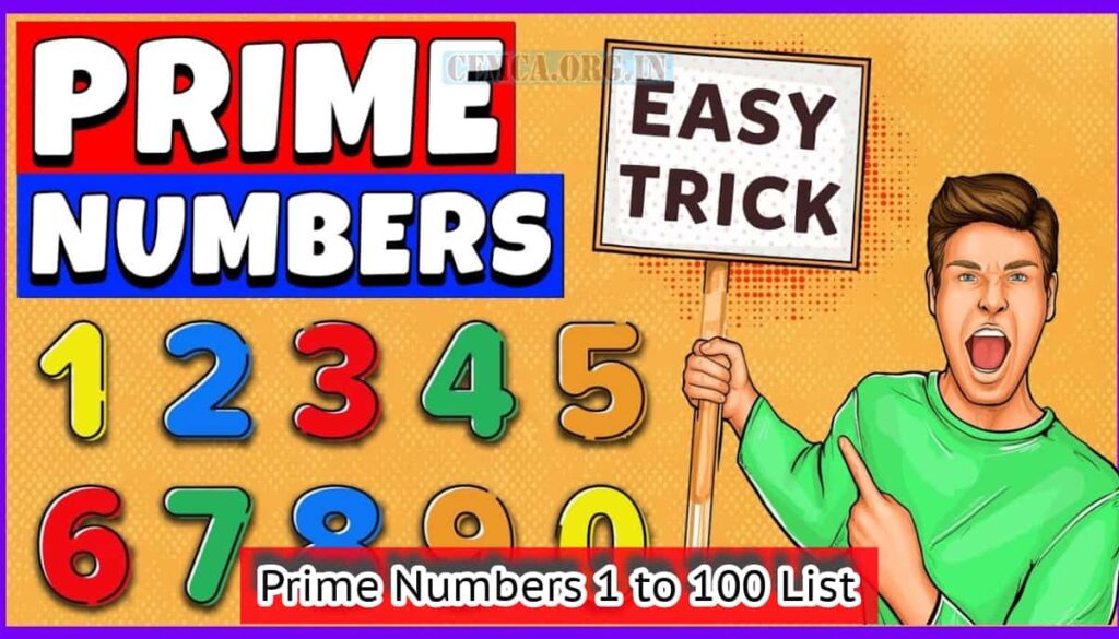 Prime Numbers 1 to 100 List